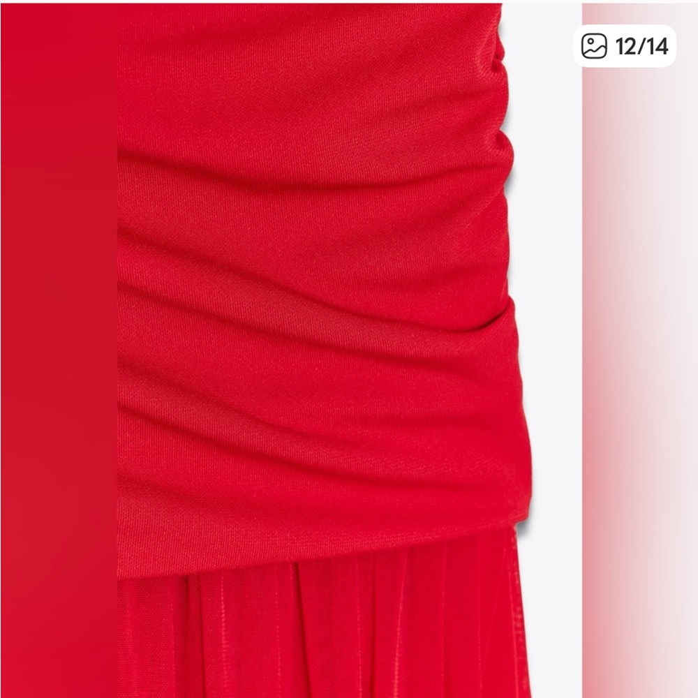 Zara NWT combination tulle midi dress red 4772/352 - Picture 11 of 15